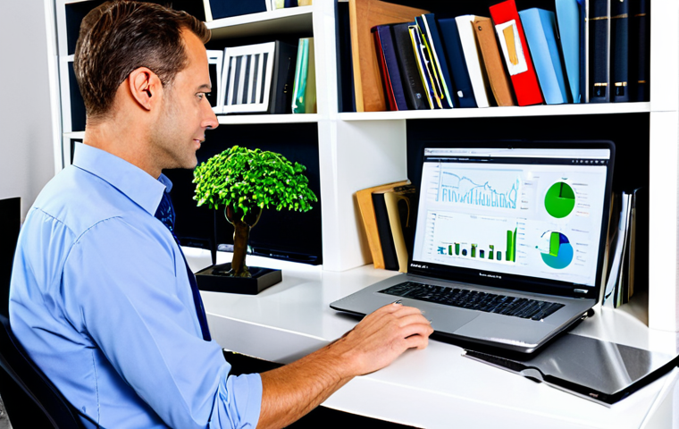 글로벌 비즈니스 연봉 협상 성공 사례 - Research & Preparation**
"A professional, fully clothed individual, researching salary data on a la...
