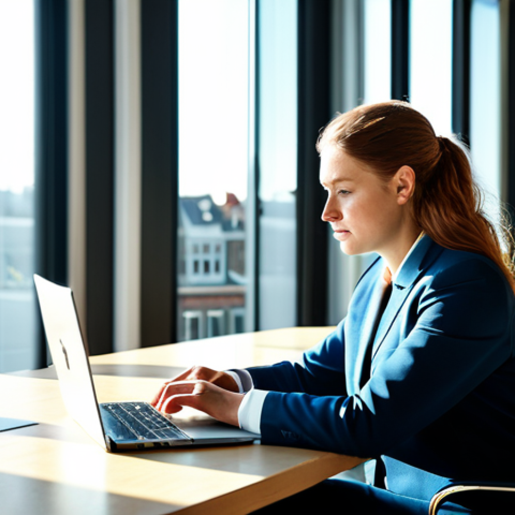 글로벌 비즈니스 분야 취업을 위한 전략 - Modern Office Scene**

"A professional, fully clothed businesswoman in a modern, bright office in Am...
