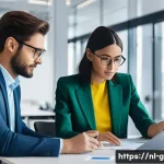 글로벌 비즈니스 자격증 취득을 위한 직무 분석 - **AI Integration in a Modern Workplace:**
    A vibrant, professional photograph of a diverse group ...